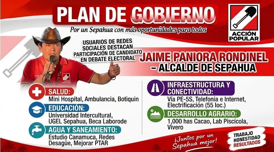 Según comentarios de las Redes Sociales Jaime Paniora Destacó en el Debate  Electoral en Sepahua