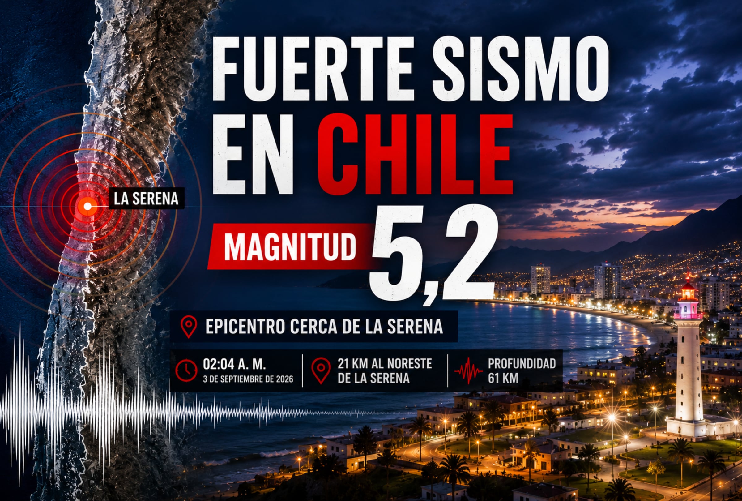 Fuerte temblor de magnitud 5,2 sacudió Chile: epicentro fue cerca de La Serena