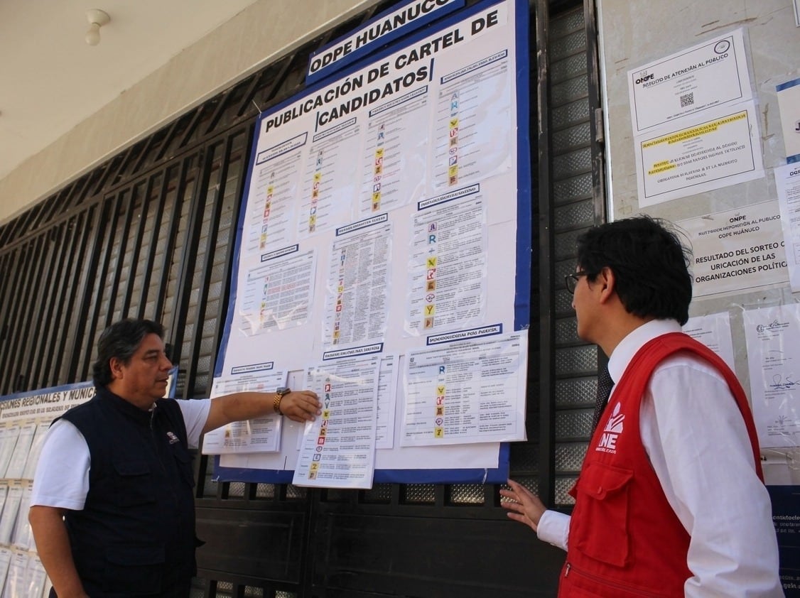 Publican cartel de candidatos para las Elecciones Regionales y Municipales 2026 en Huánuco