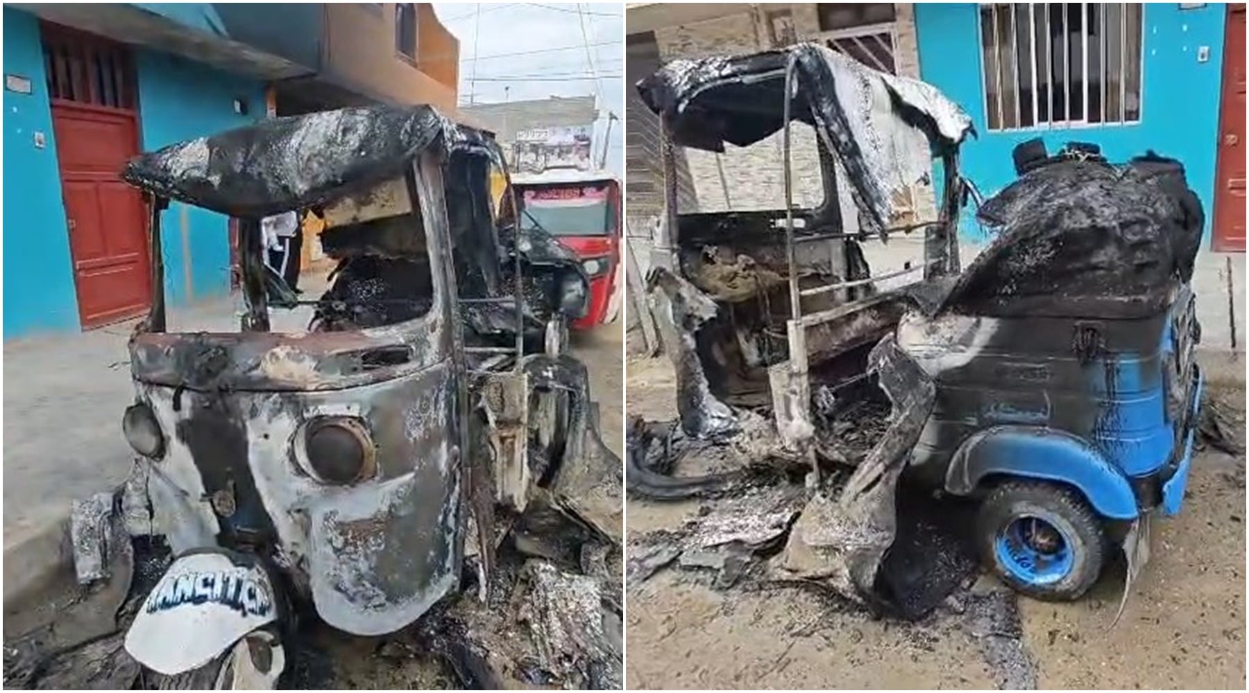 Nasca: atentan contra mototaxi por la madrugada y la dejan calcinada, en Marcona