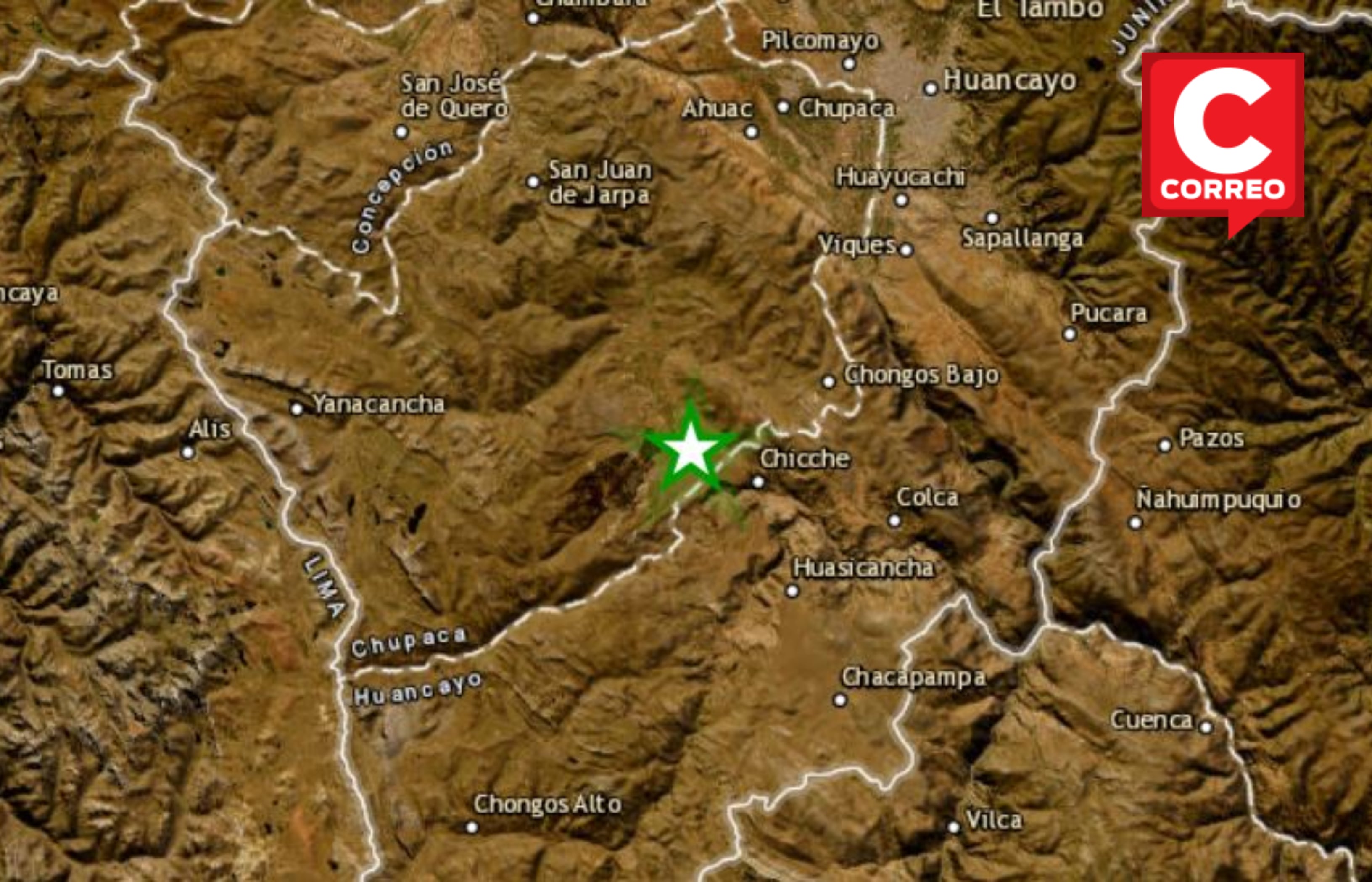 Chupaca vuelve a temblar a las 11:05 de la noche con un sismo de magnitud 4.3