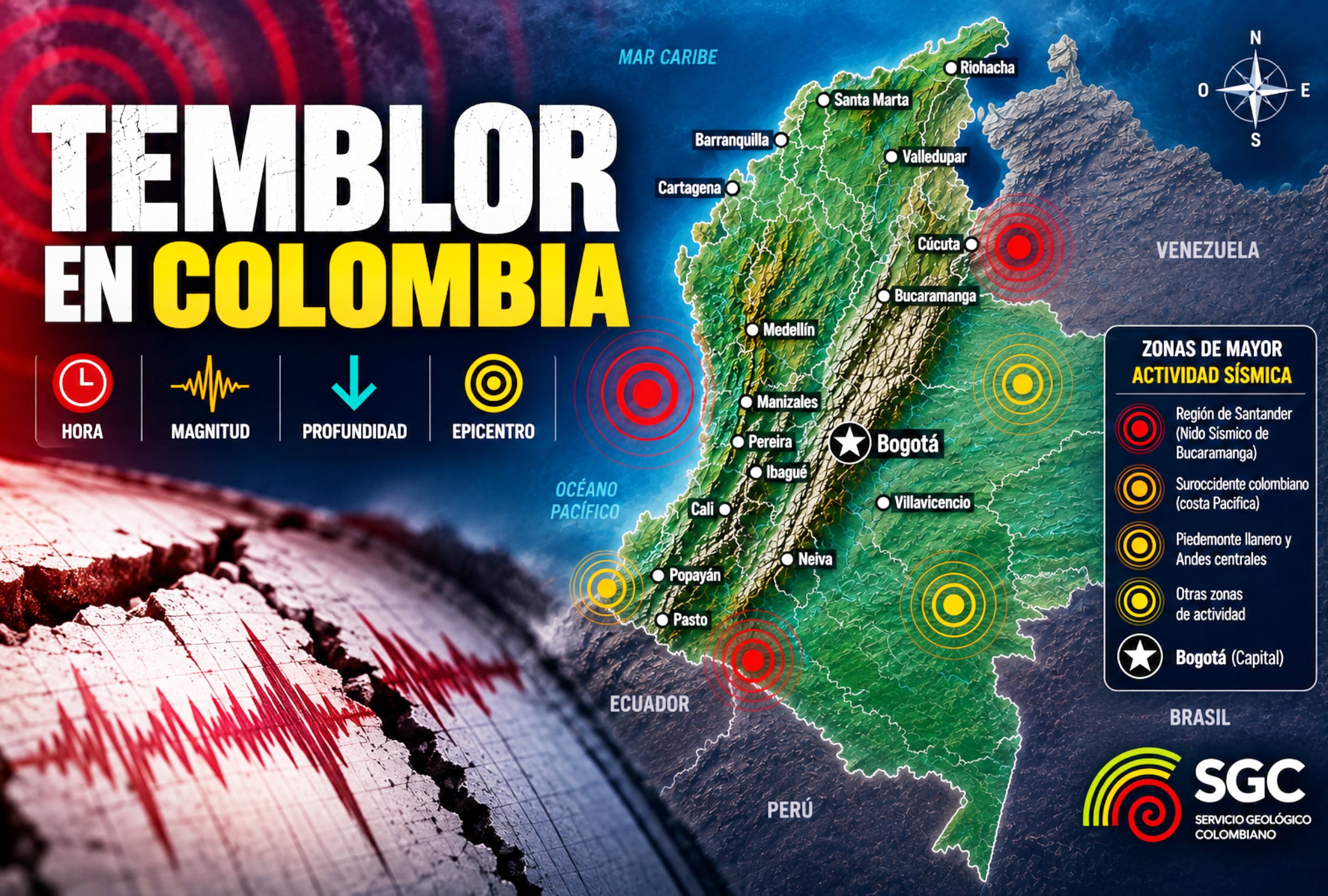 Temblor en Colombia EN VIVO hoy, 5 de septiembre: hora exacta, magnitud y dónde fue el epicentro del último sismo vía SGC