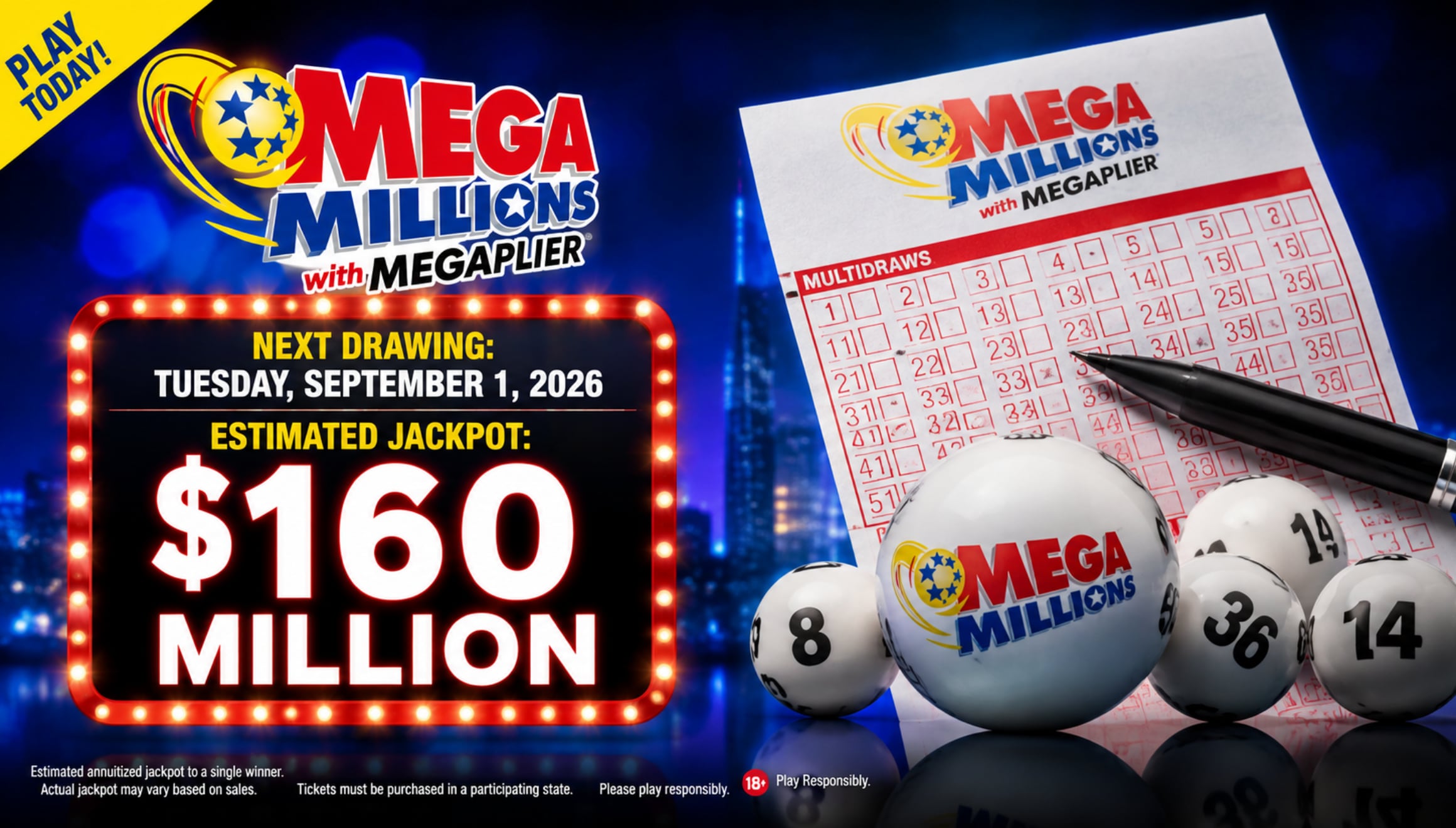 Números ganadores del Mega Millions hoy, 1/09/2026: mira los resultados del sorteo de la lotería del martes con premio mayor de $160 millones