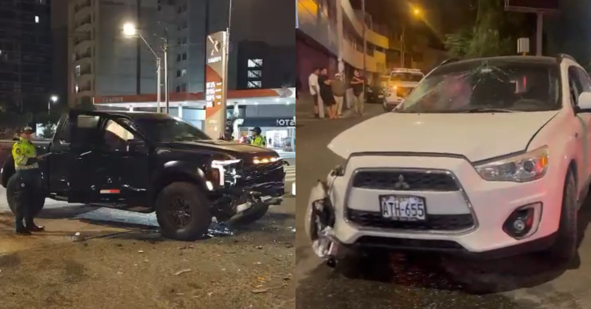 Miraflores: choque entre dos camionetas deja dos heridos y termina con la detención de dos sujetos