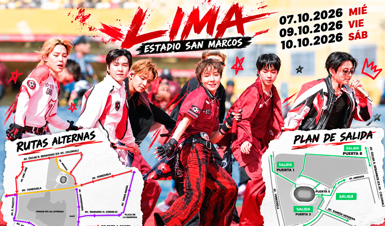 BTS en Perú 2026: horarios, accesos y rutas de ingreso al Estadio San Marcos