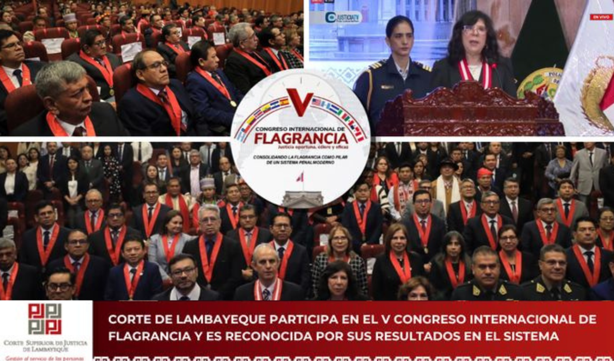 Corte de Lambayeque participa en Congreso Internacional de Flagrancia y recibe reconocimiento