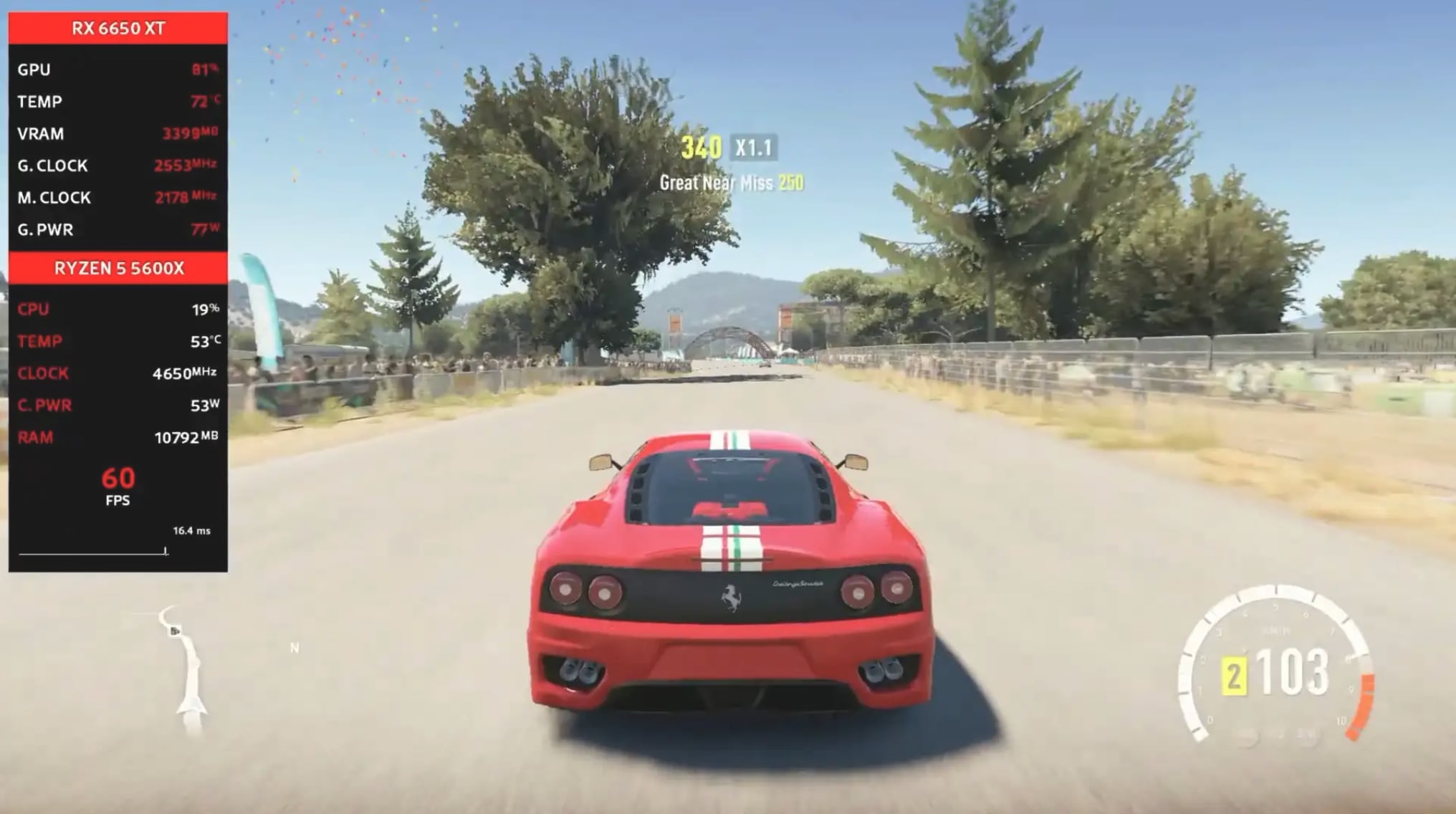 Portaron Forza Horizon 2 a PC con 60 FPS estables usando una Radeon RX 6650 XT