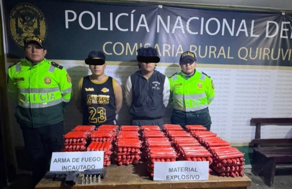 La Libertad: Detienen a un adulto y a un menor con 595 cartuchos de dinamita