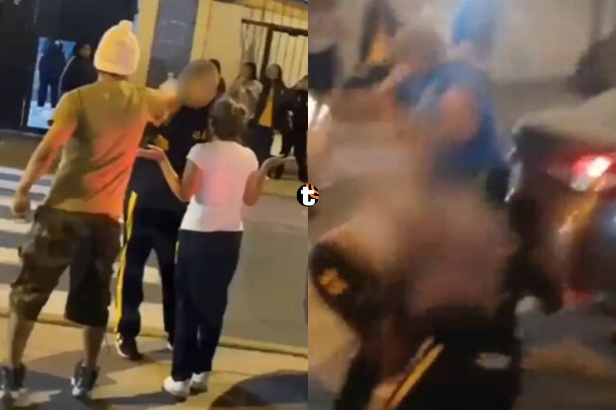 ¡Alumnas y padres pelean en la calle! Escolares se agarran a golpes afuera de colegio en San Borja y familiares intervienen
