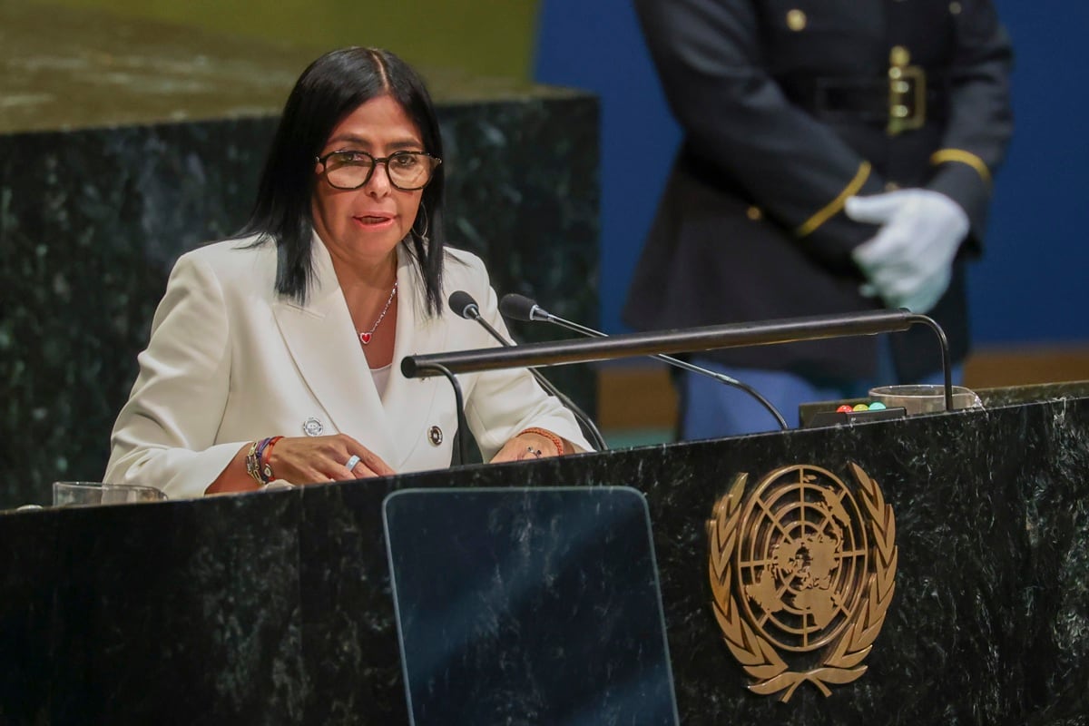 Delcy Rodríguez dice en la ONU que en Venezuela habrá elecciones