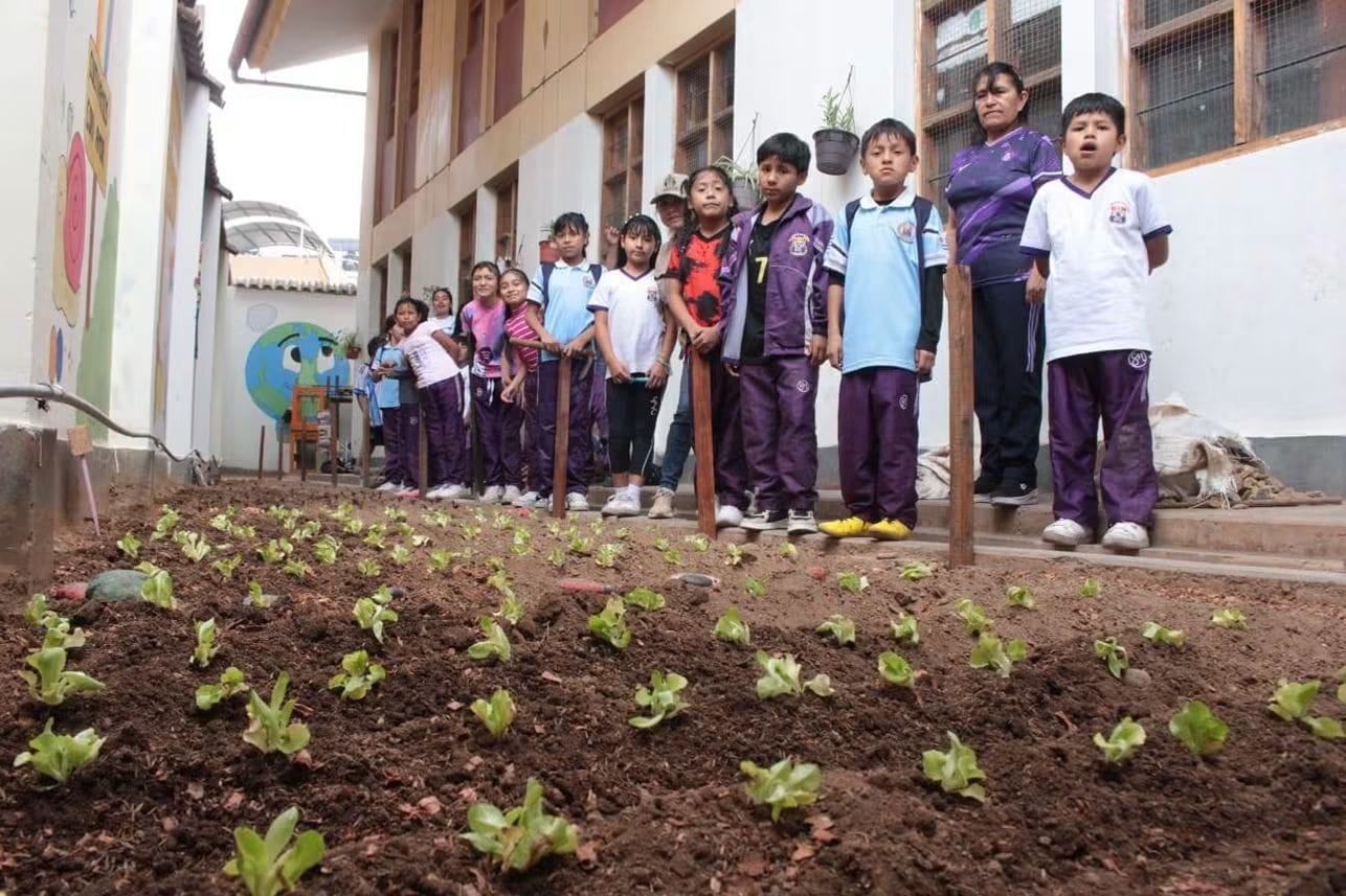 Huánuco: estudiantes del colegio Señor de los Milagros inauguran biohuerto escolar