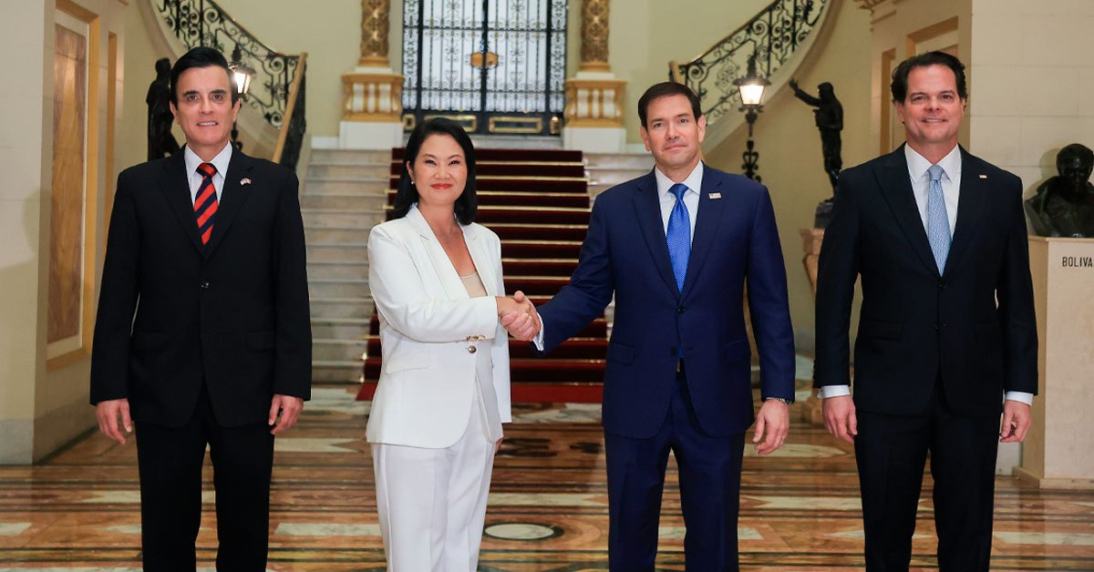 Marco Rubio llegó a Palacio de Gobierno para reunirse con la presidenta Keiko Fujimori