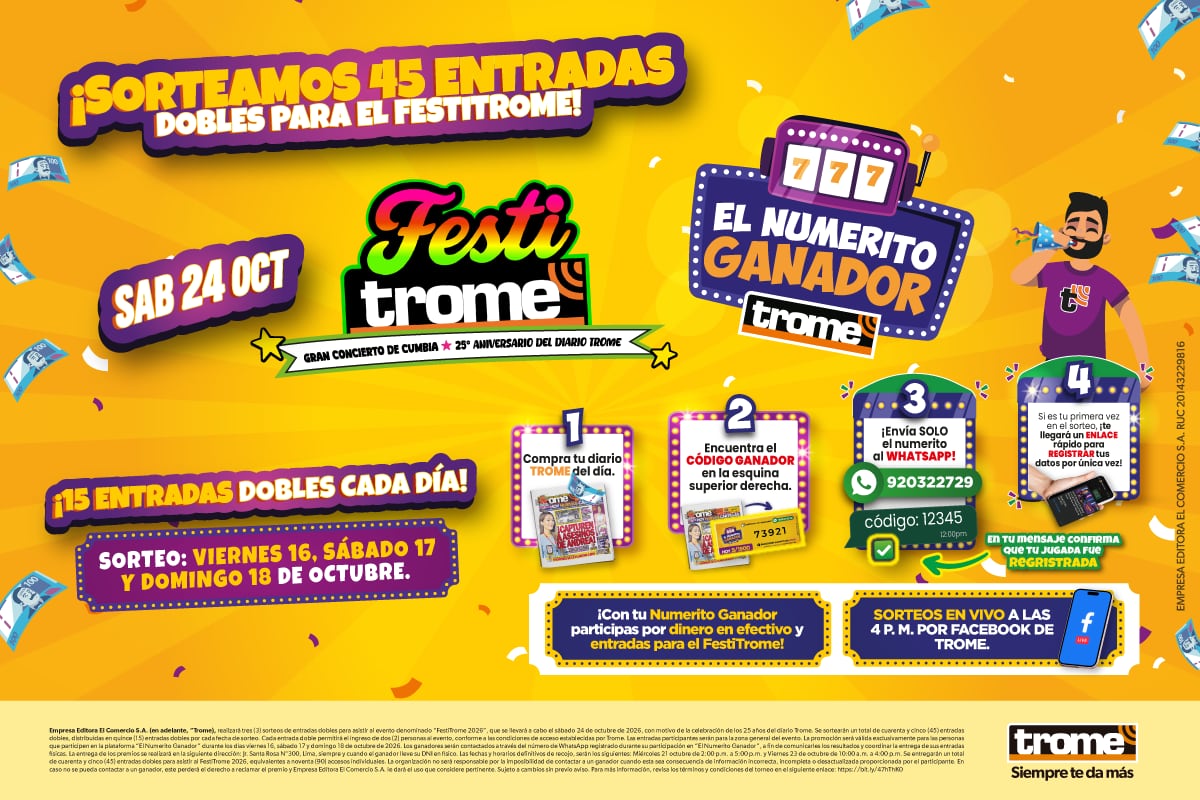 ¡Gana una de las 45 entradas dobles para el FestiTrome 2026! Conoce cómo participar y las fechas de los sorteos