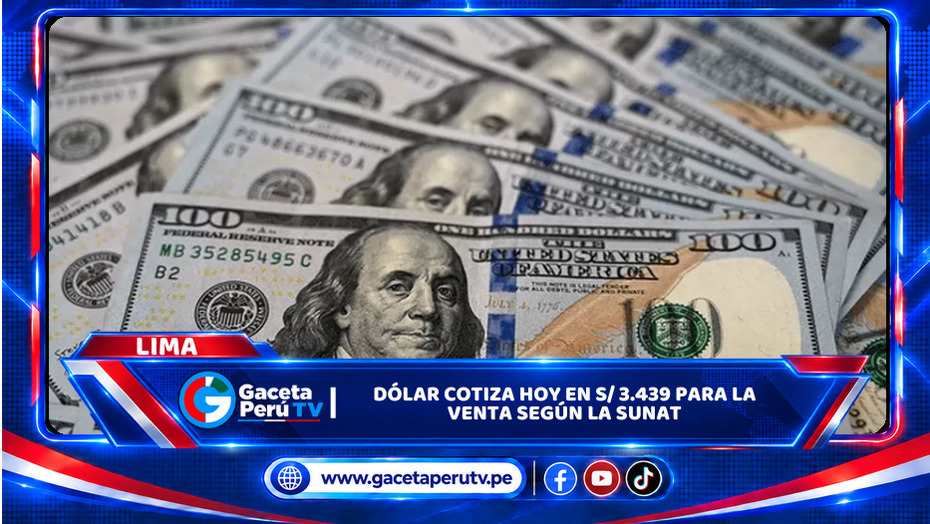 Dólar cotiza hoy en S/ 3.439 para la venta según la SUNAT