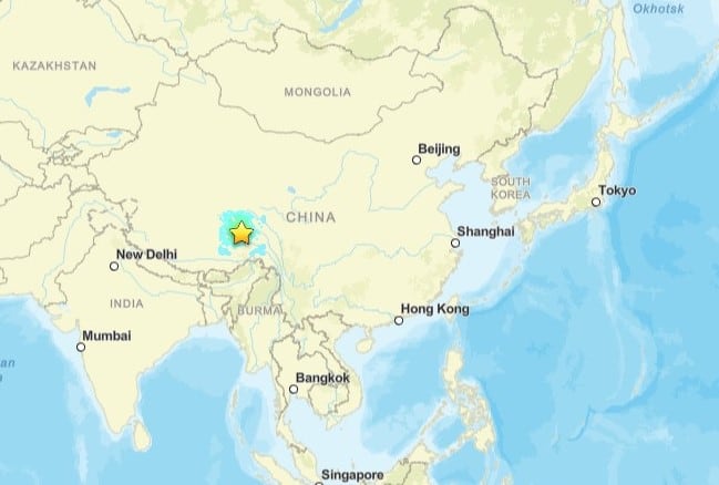 Terremoto de magnitud 7 sacude el Tíbet chino a solo 10 kilómetros de profundidad