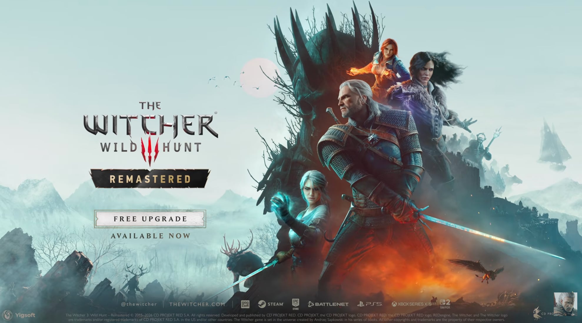 ¡Geralt de Rivia regresa gratis! CD Projekt RED lanza por sorpresa The Witcher 3: Wild Hunt — Remastered con soporte para PS5 Pro y Nintendo Switch 2