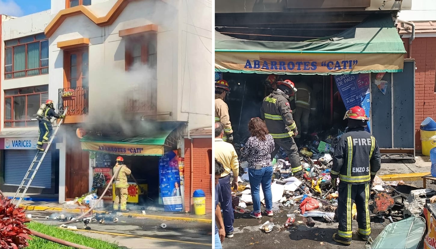 Tacna: Fuego arrasa con minimarket y bomberos socorren a tres mujeres afectadas