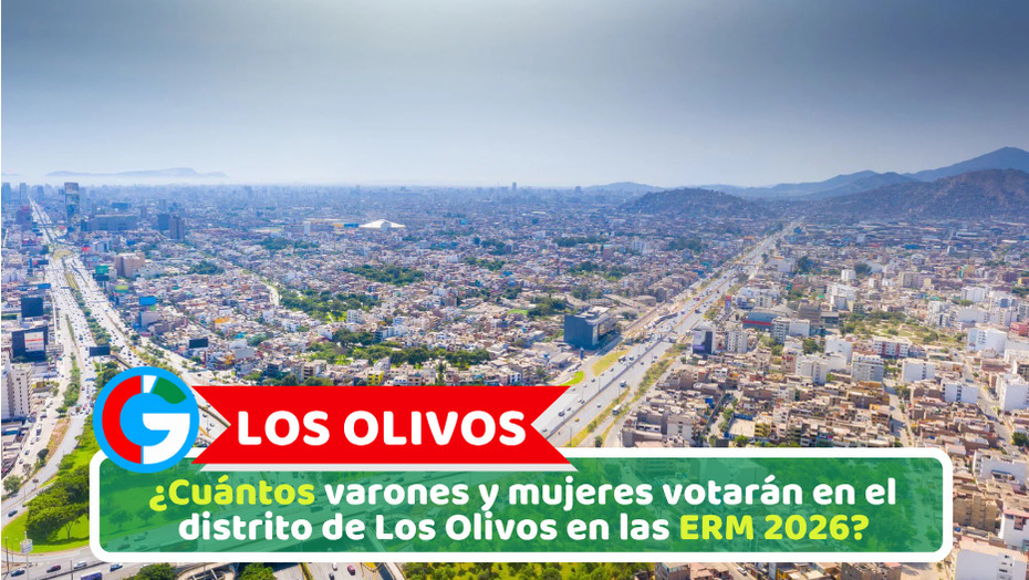 ¿Cuántos varones y mujeres votarán en el distrito de Los Olivos en las ERM 2026?