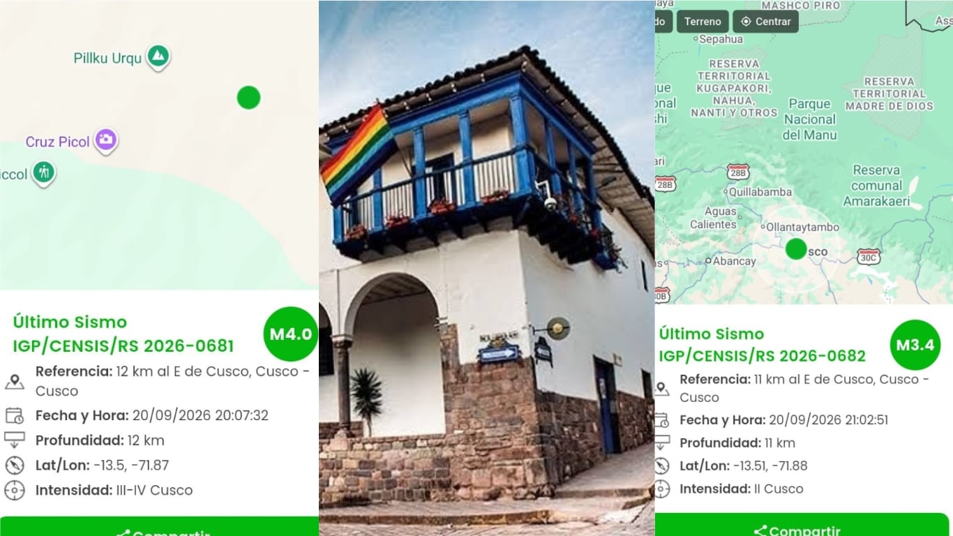 Dos sismos remecen Cusco la noche del último domingo