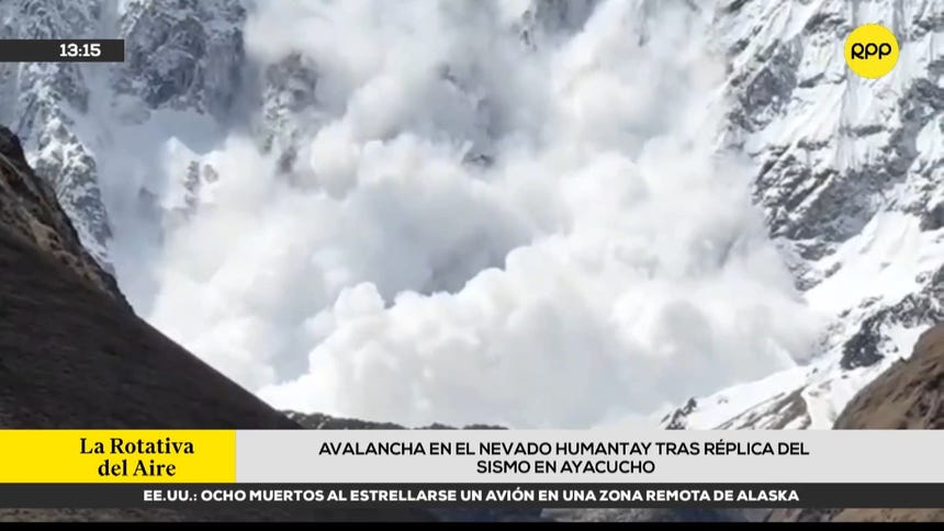 Cusco: reportan avalancha en el nevado Humantay tras réplica del sismo de 7.2 en Ayacucho