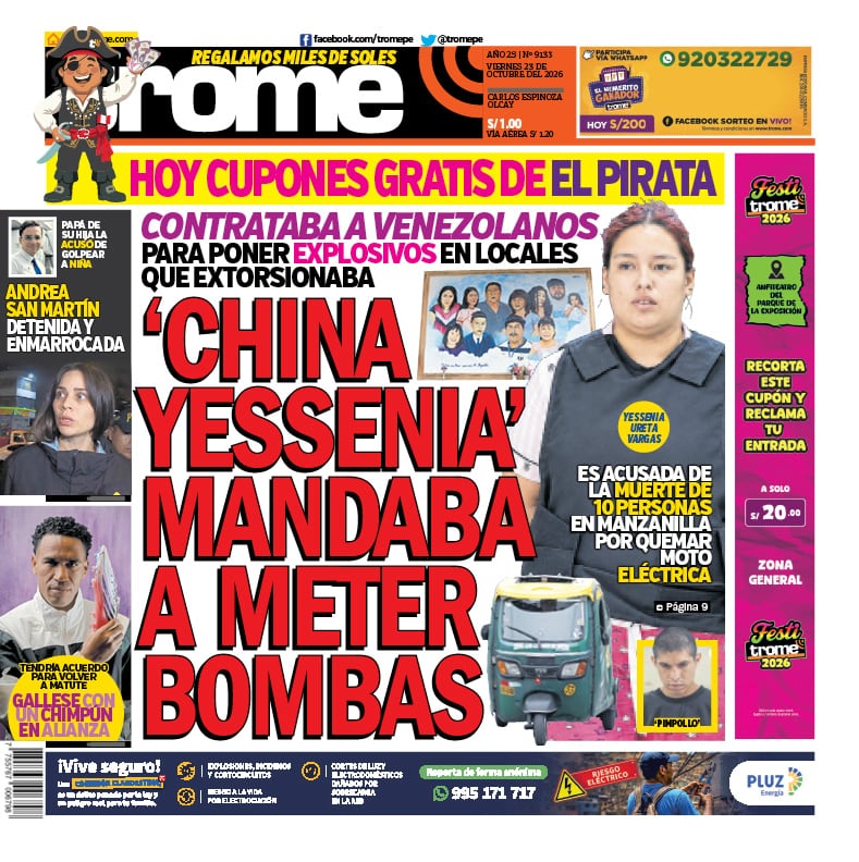 ‘CHINA YESSENIA’ MANDABA A METER BOMBAS