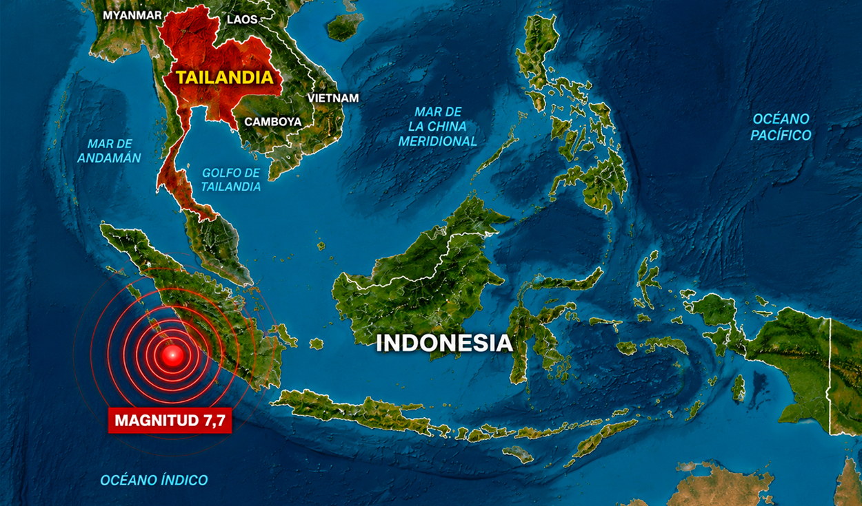 Sismo de magnitud 7,7 sacude las costas de Indonesia, según USGS