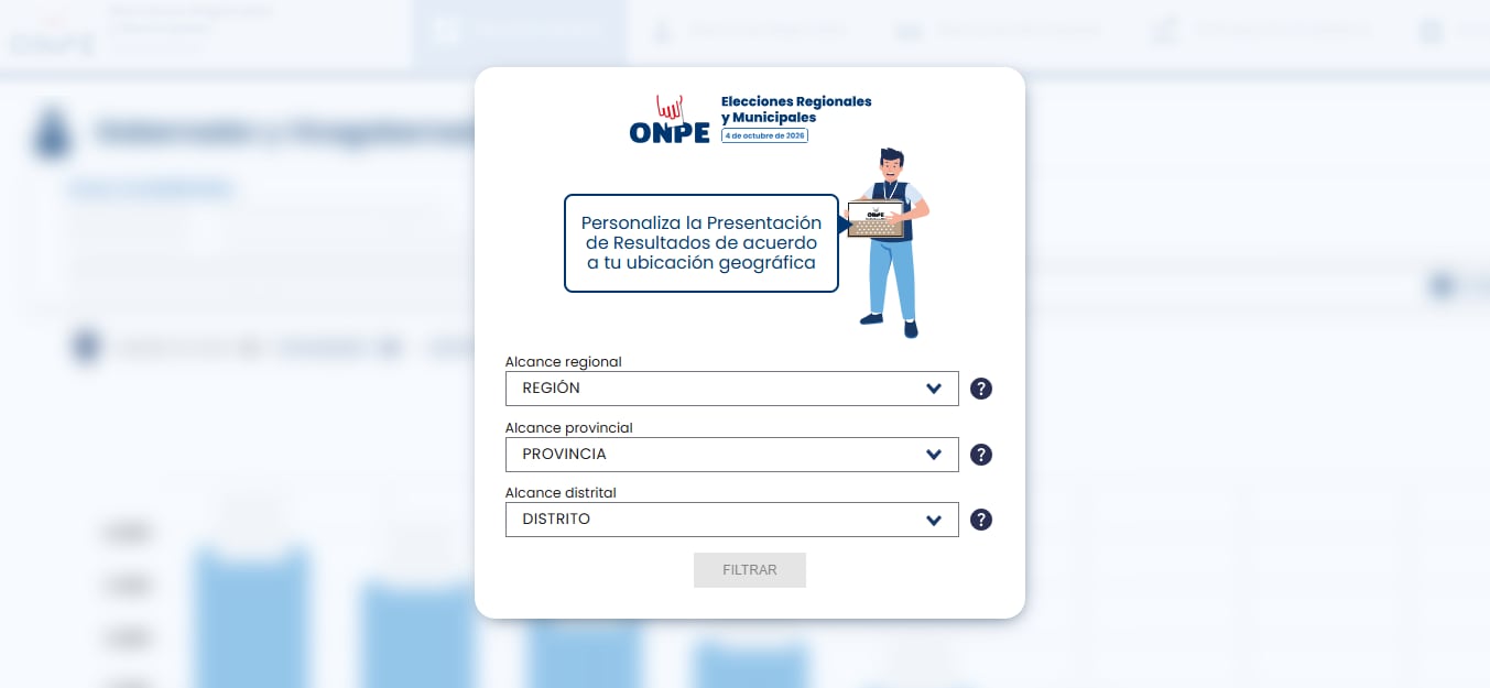 ONPE: plataforma oficial para consultar los resultados de las Elecciones Regionales y Municipales 2026