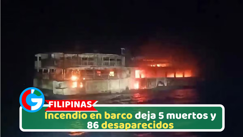 Filipinas: Incendio en barco deja 5 muertos y 86 desaparecidos