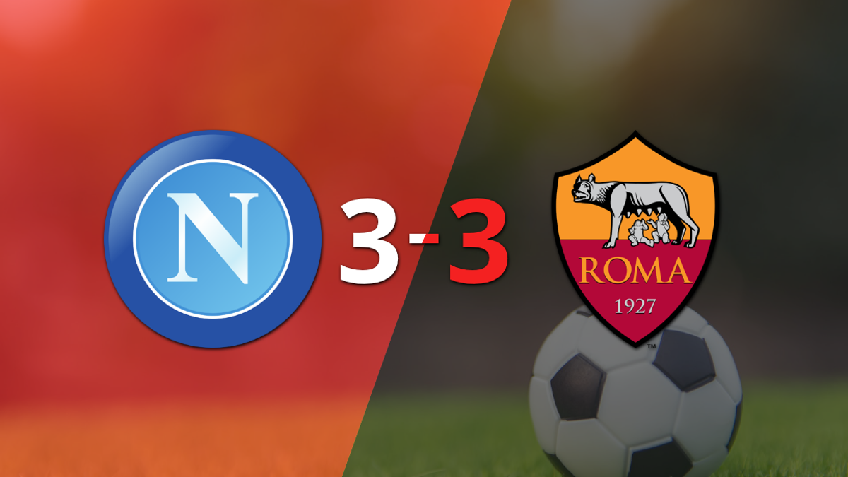 Serie A: Con un gol agónico, Napoli y Roma empataron 3 a 3 en el "Derby Del Sole"