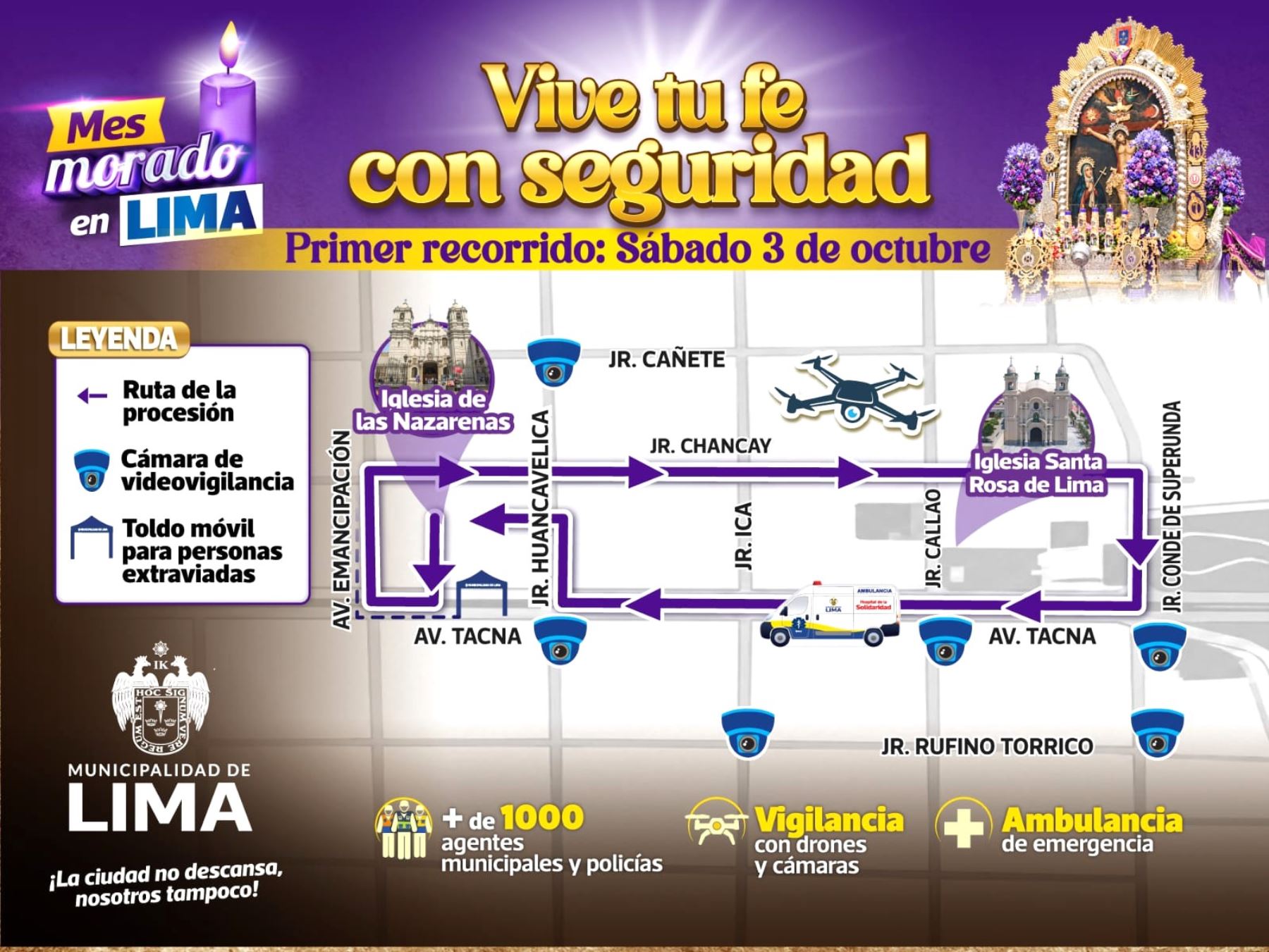 Señor de los Milagros: conoce los desvíos y restricciones en los cinco recorridos
