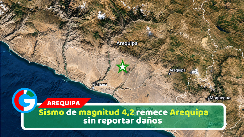 Sismo de magnitud 4,2 remece Arequipa sin reportar daños