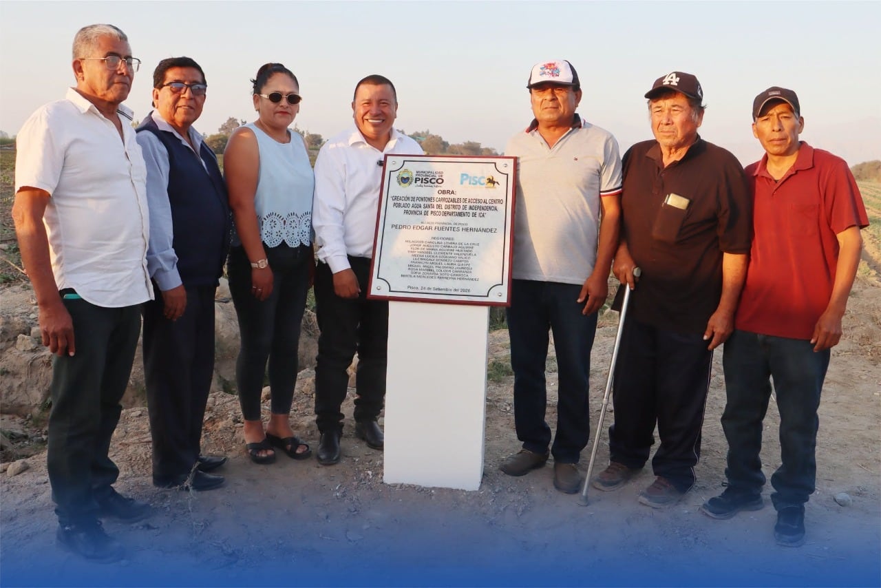 Pisco: inauguran cinco pontones carrozables que mejoran el acceso al centro poblado Agua Santa