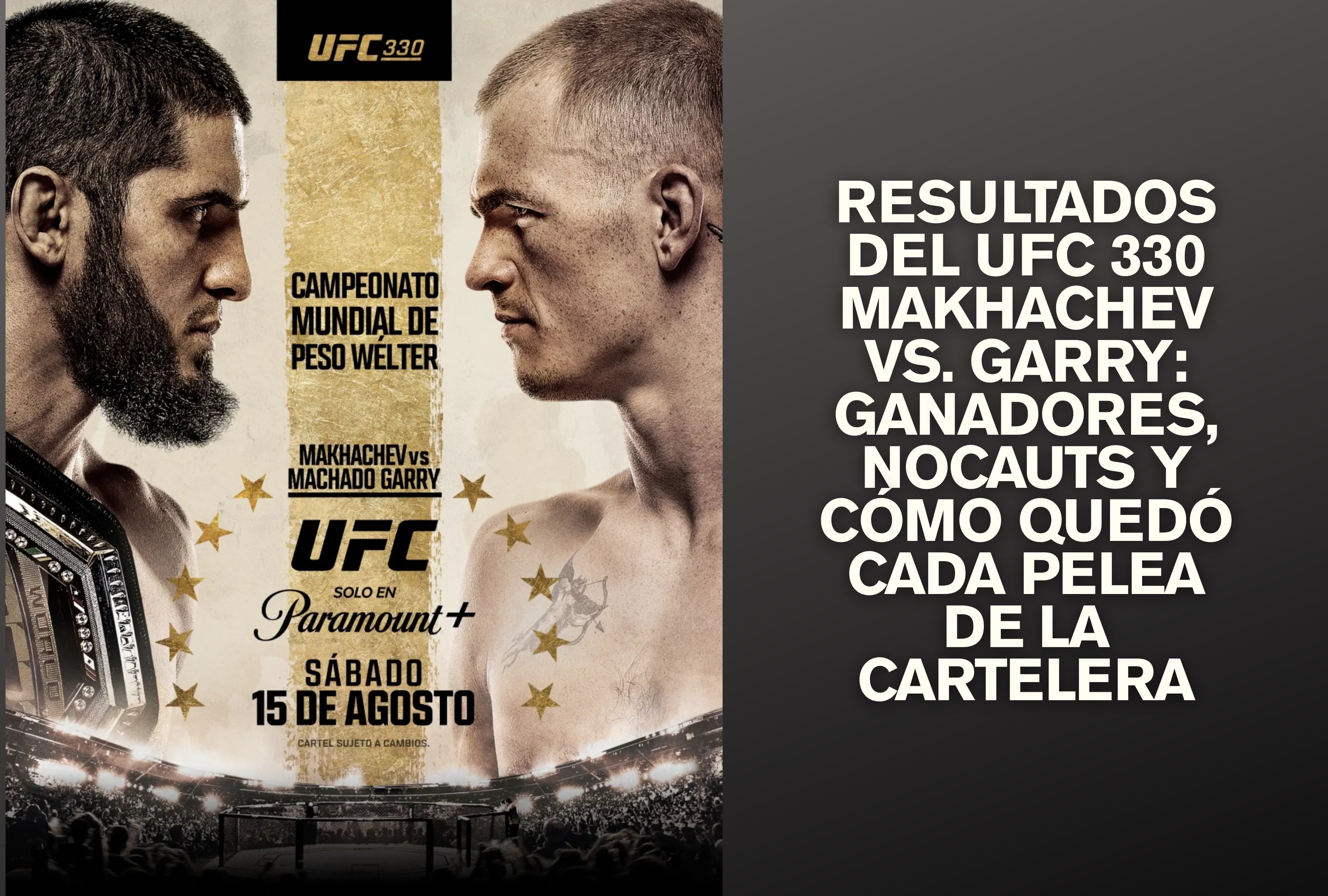 🤛🏽 Resultados del UFC 330 Makhachev vs. Garry EN VIVO - ganadores, nocauts y cómo quedaron las peleas