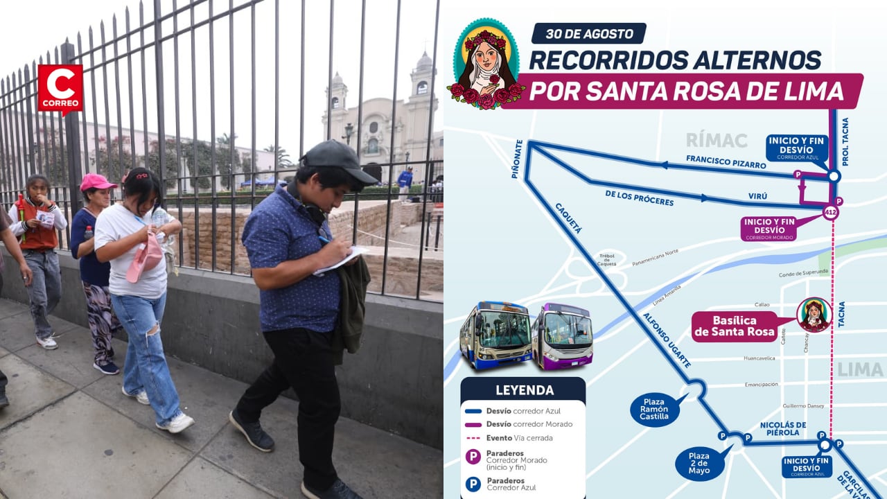 Santa Rosa de Lima: Conoce los desvíos de los corredores Azul y Morado este 30 de agosto
