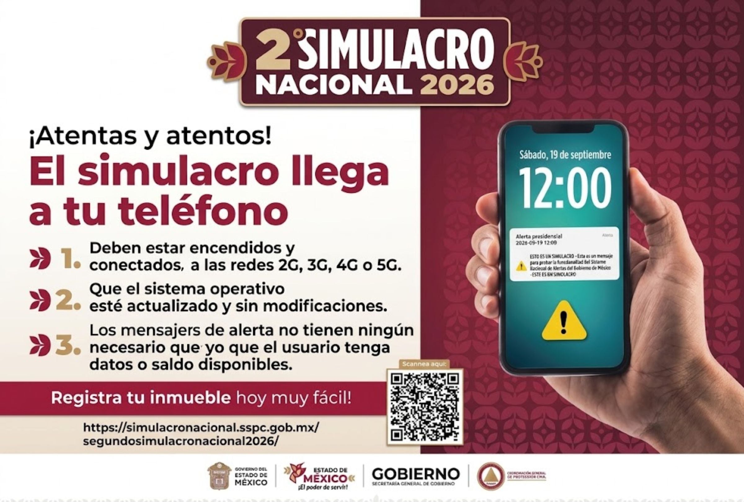 ¿A qué hora sonará tu celular el 19 de septiembre? Todo sobre la alerta masiva del Simulacro Nacional 2026