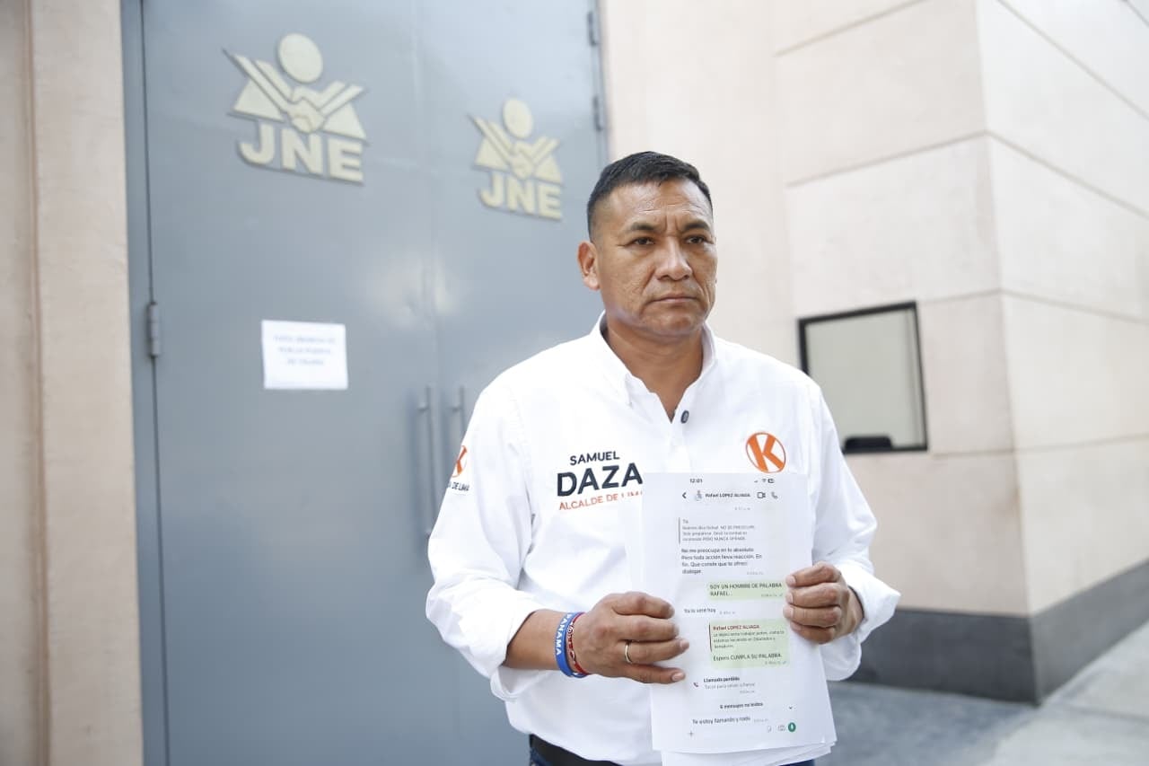 Samuel Daza denuncia a Rafael López Aliaga ante el Pacto Ético Electoral por presunta “intimidación y coacción política”