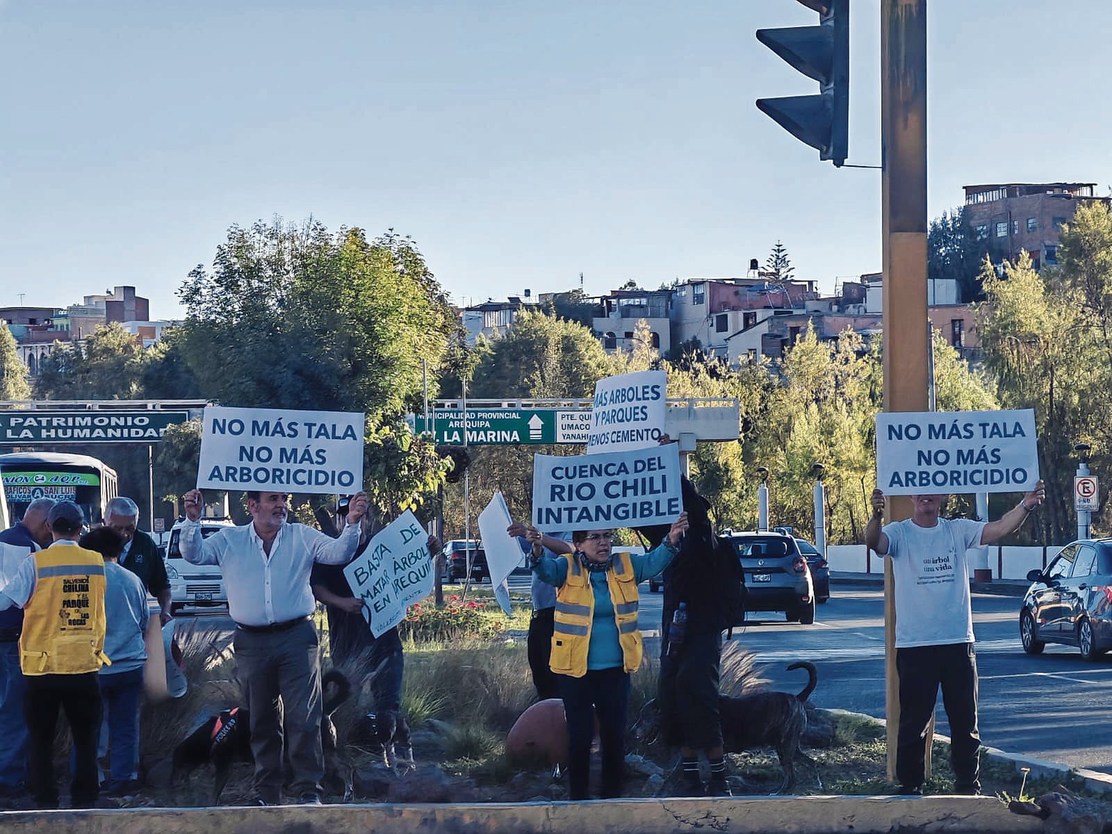 Protestan contra la Municipalidad de Arequipa por tala de árboles en el río Chili