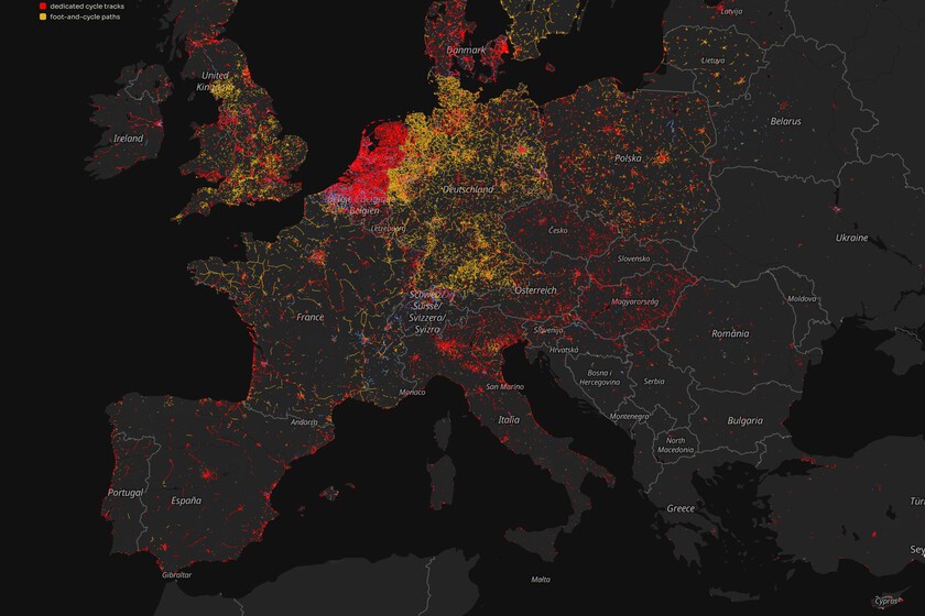 El mapa del carril bici en Europa deja algo claro: desplazarse en dos ruedas en España es un milagro