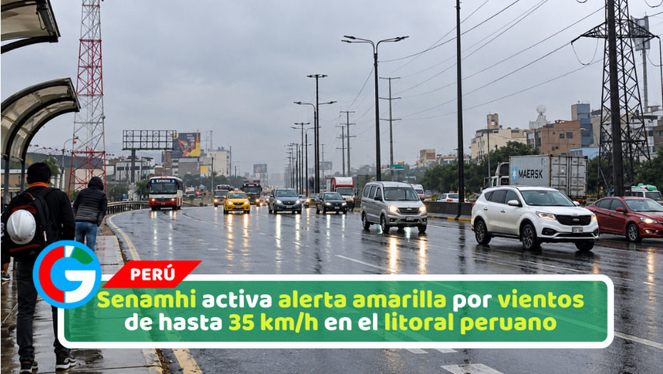Senamhi activa alerta amarilla por vientos de hasta 35 km/h en el litoral peruano