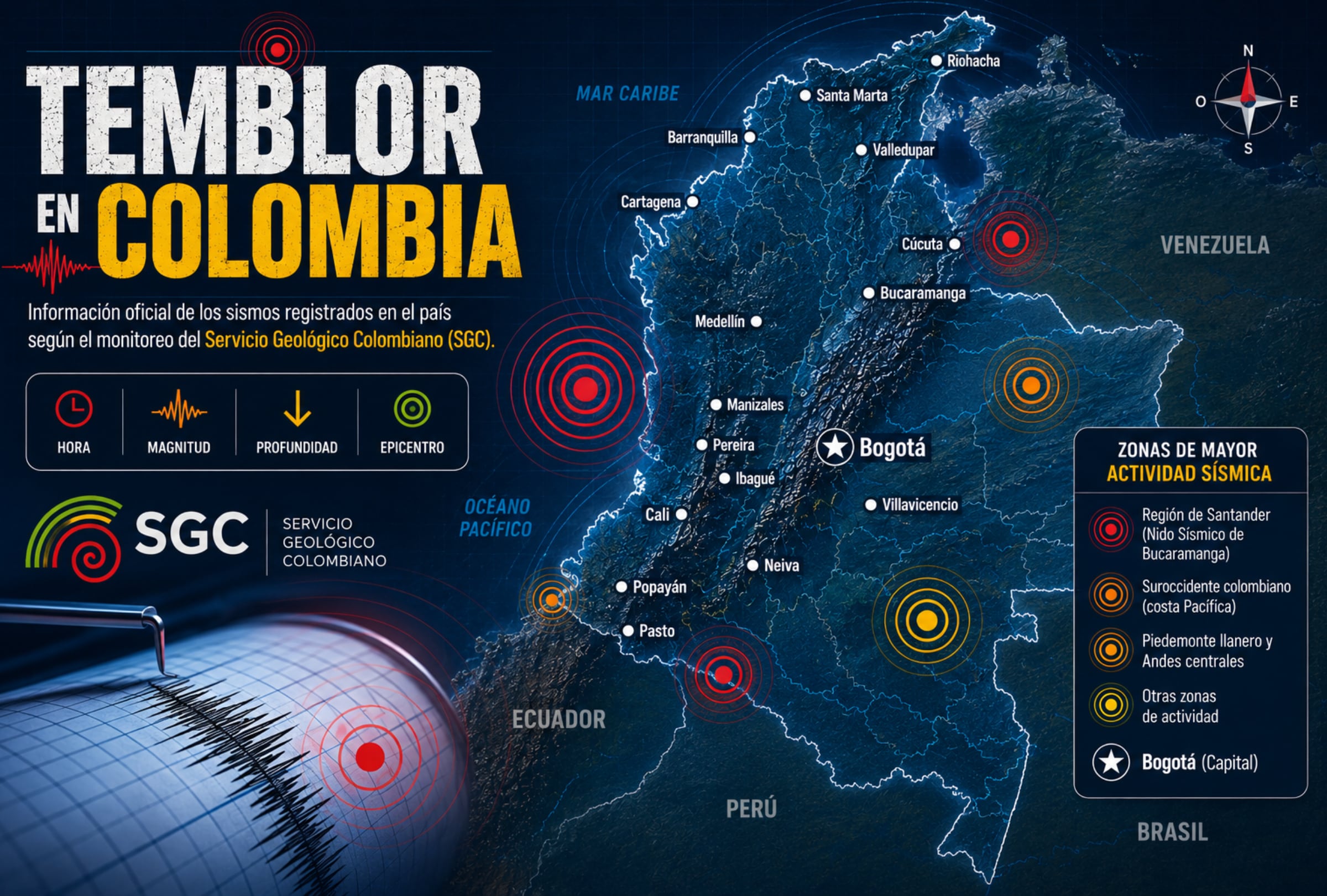 Temblor en Colombia EN VIVO hoy, 1 de septiembre: hora exacta, magnitud y dónde fue el epicentro del último sismo, según el SGC
