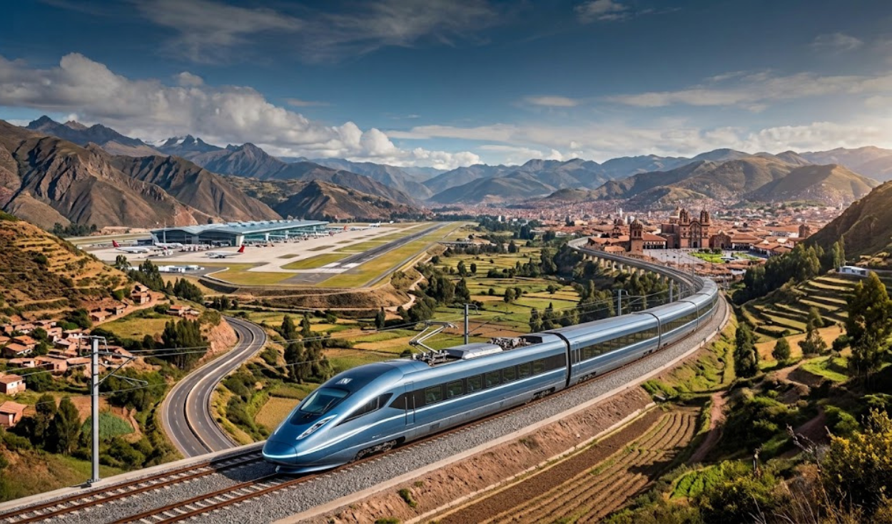El tren eléctrico que conectará el aeropuerto de Chinchero con Cusco en 20 minutos: tendrá 3 estaciones, costaría US$1,146.6 millones y funcionaría en 2034