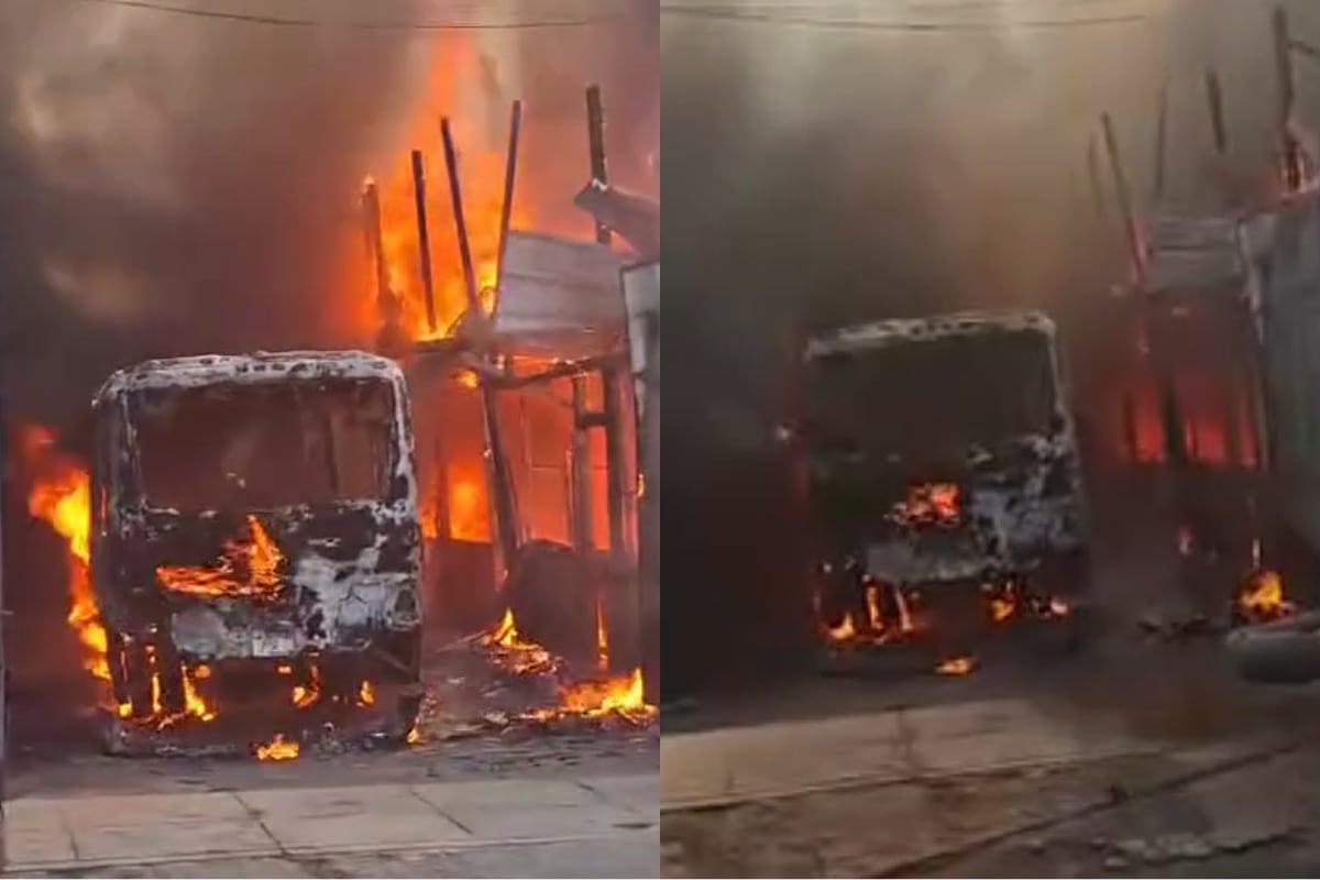 Santa Anita: Bus de transporte público queda calcinado tras incendio en cochera