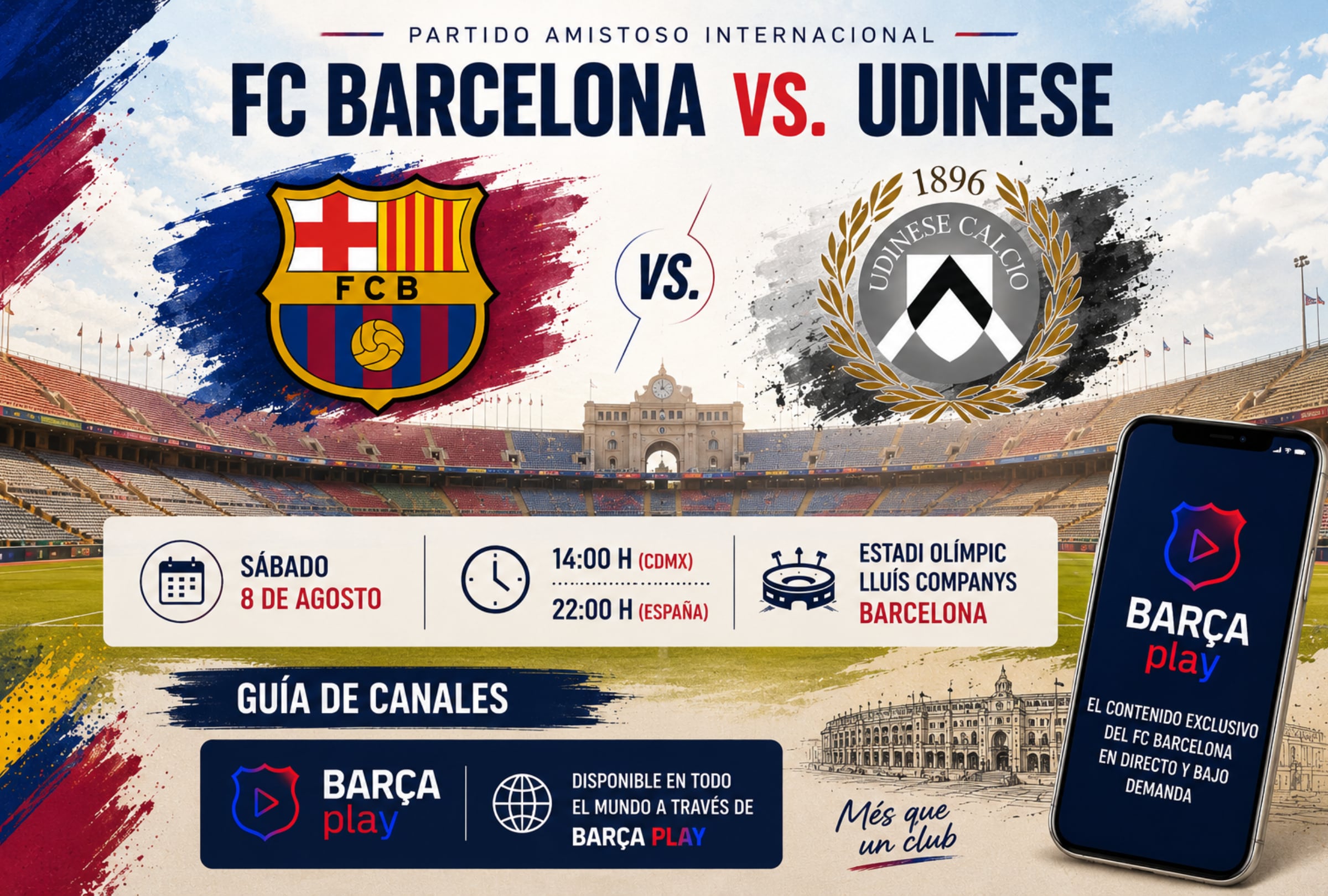 ¿A qué hora juega y en qué canal transmiten FC Barcelona vs. Udinese EN VIVO por amistoso en EE.UU., México y España?