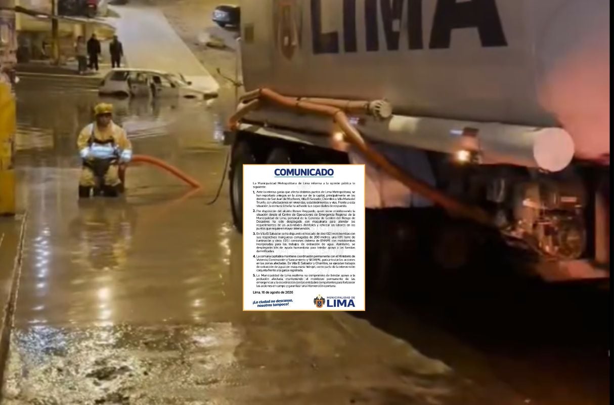 Municipalidad de Lima despliega maquinarias y motobombas ante inundaciones en el sur de la capital