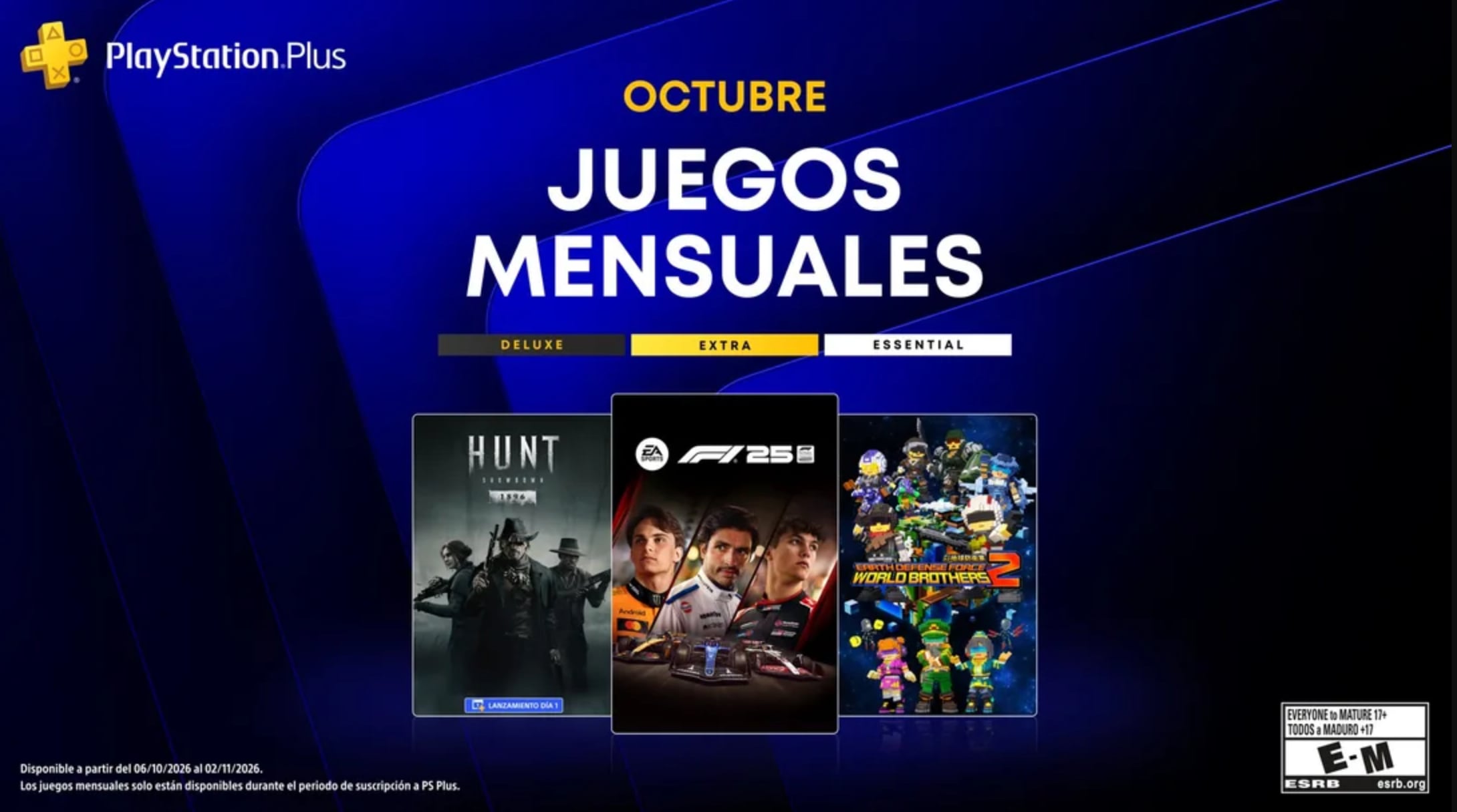 PlayStation Plus anuncia sus juegos mensuales de octubre 2026: F1 25 lidera la lista