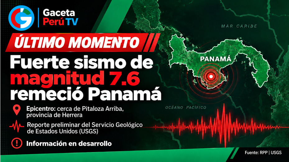 Sismo de magnitud 7.6 remeció Panamá, según reporte del USGS