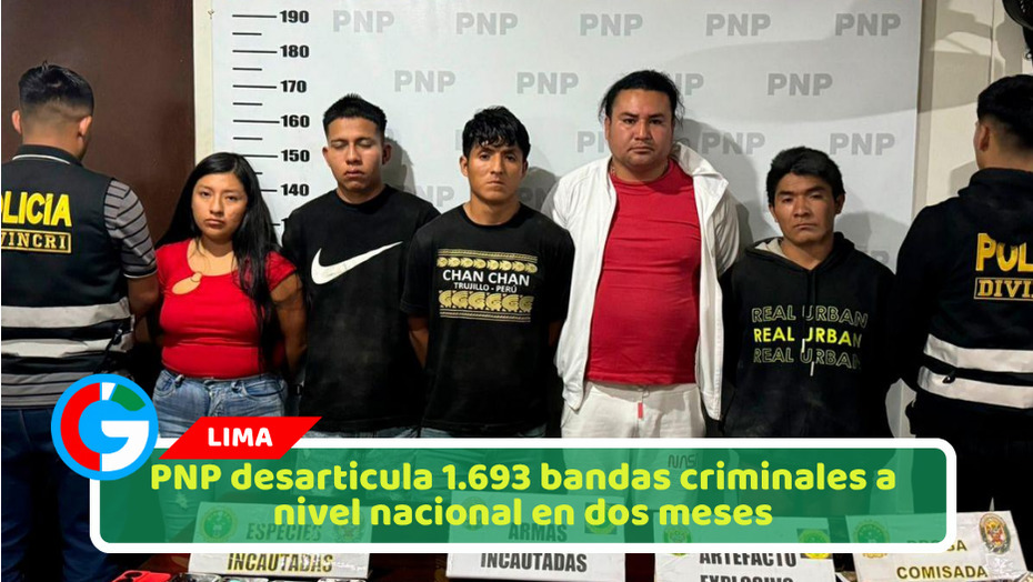 PNP desarticula 1.693 bandas criminales a nivel nacional en dos meses