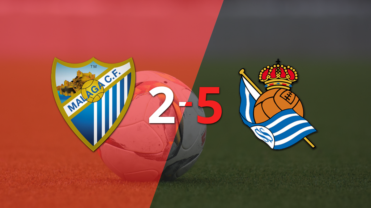 LaLiga EA Sports: Mikel Oyarzábal anotó un doblete en la goleada 5-2 de Real Sociedad a Málaga