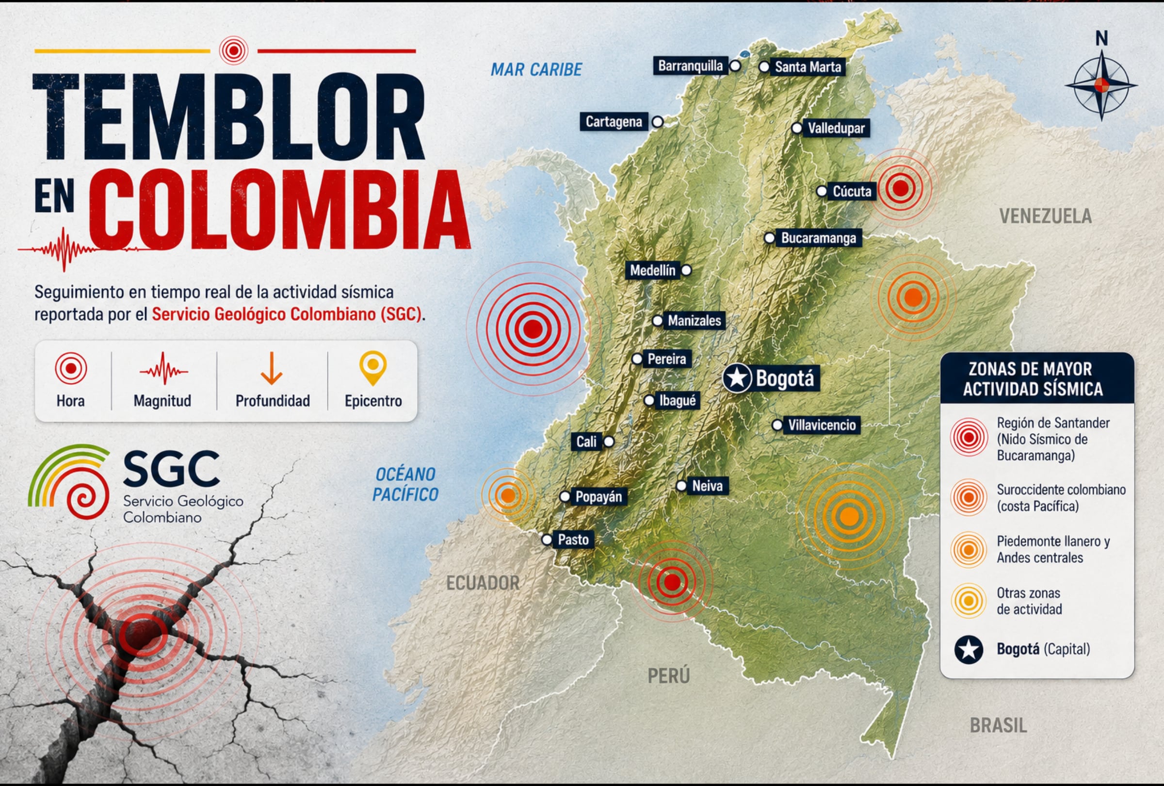 Temblor en Colombia EN VIVO hoy, 29 de agosto: hora exacta, magnitud y dónde fue el epicentro del último sismo, según el SGC