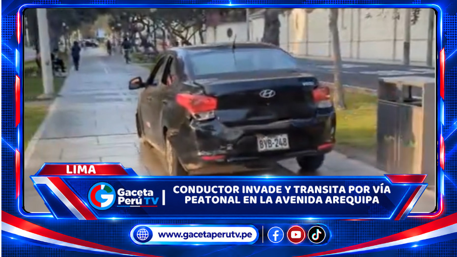 Conductor invade y transita por vía peatonal en la avenida Arequipa